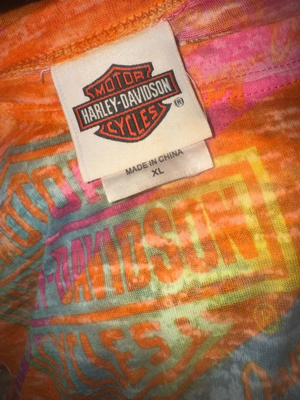 Harley-Davidson Orange Multicolor Tie-Dye Logo Tee - Picture 2 of 8